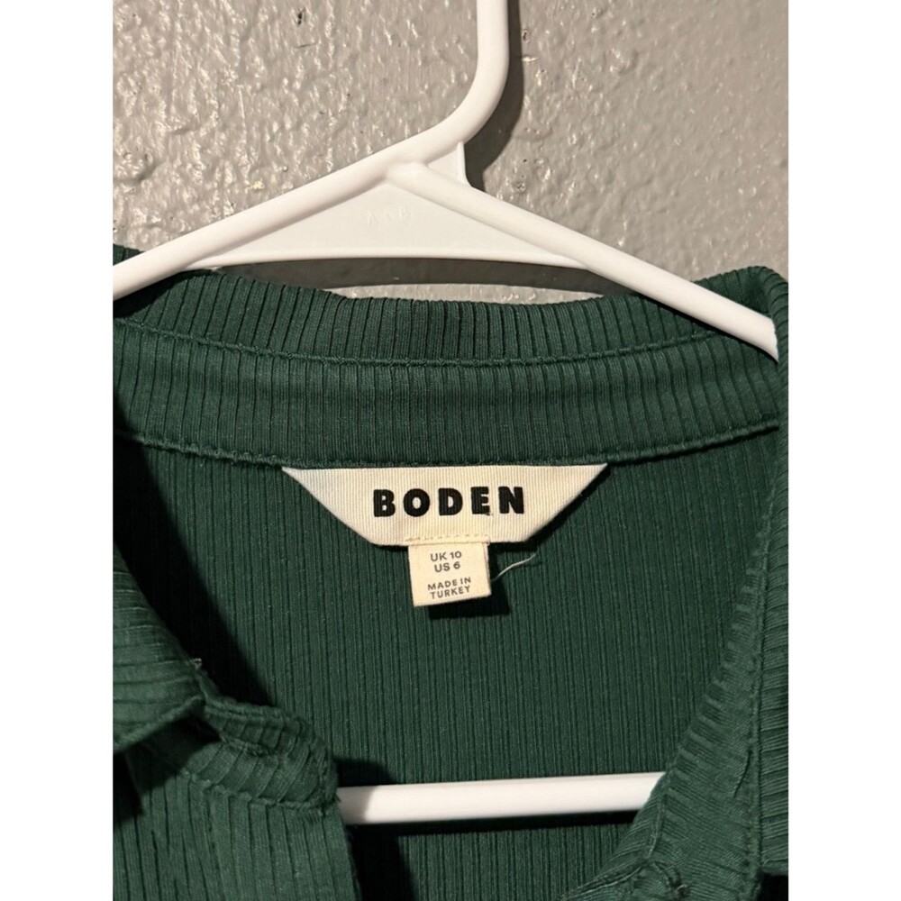 Boden Jewelled Button Ribbed Shirt In Green Size 6 - Picture 4 of 5